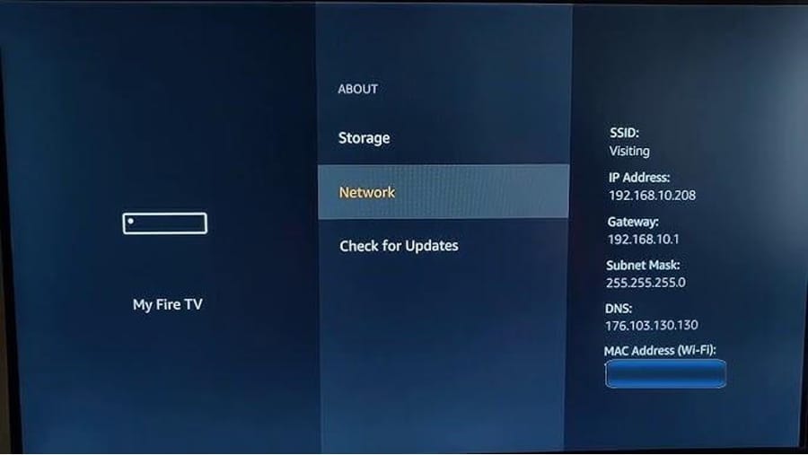 find mac address for amazon fire tv